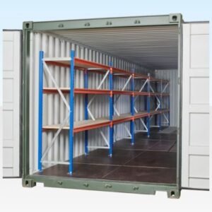 adjustable, heavy duty three tier container racking (5 bays)