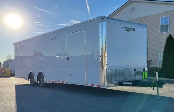 2026 28′ millennium extreme car hauler 2/6000# spread torsion axles aluminum wheels .030 white 2026 28′ millennium extreme car hauler 2/6000# spread torsion axles aluminum wheels .030 white