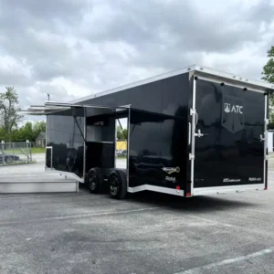 enclosed atc car trailer 2026 24ft. aluminum rom 450 w/large escape door & lifetrac 6106