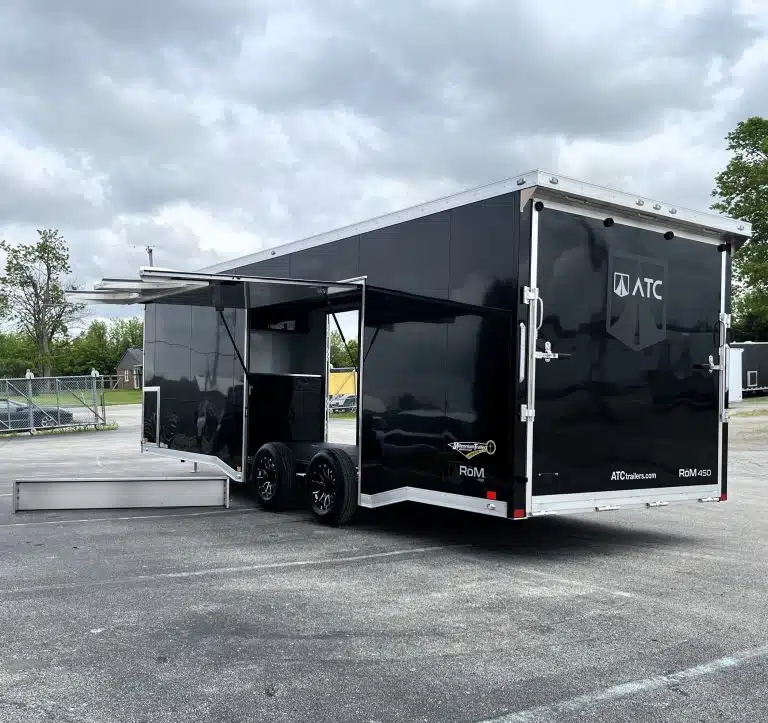enclosed atc car trailer 2026 24ft. aluminum rom 450 w/large escape door & lifetrac 6106 enclosed atc car trailer 2026 24ft. aluminum rom 450 w/large escape door & lifetrac 6106