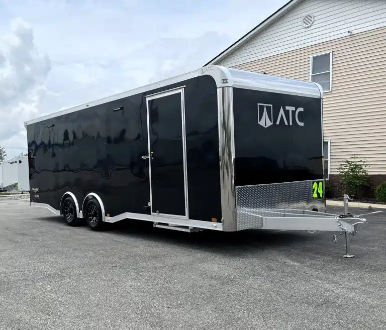 enclosed atc car trailer 2026 24ft. aluminum rom 450 w/large escape door & lifetrac 6106 enclosed atc car trailer 2026 24ft. aluminum rom 450 w/large escape door & lifetrac 6106