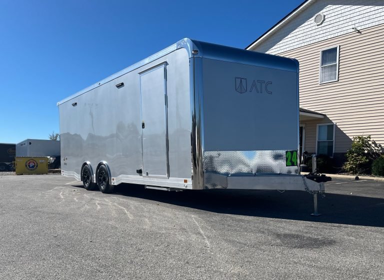 enclosed atc car trailer 2026 24ft. aluminum rom 550 w/large escape door & lifetrac 5758 enclosed atc car trailer 2026 24ft. aluminum rom 550 w/large escape door & lifetrac 5758