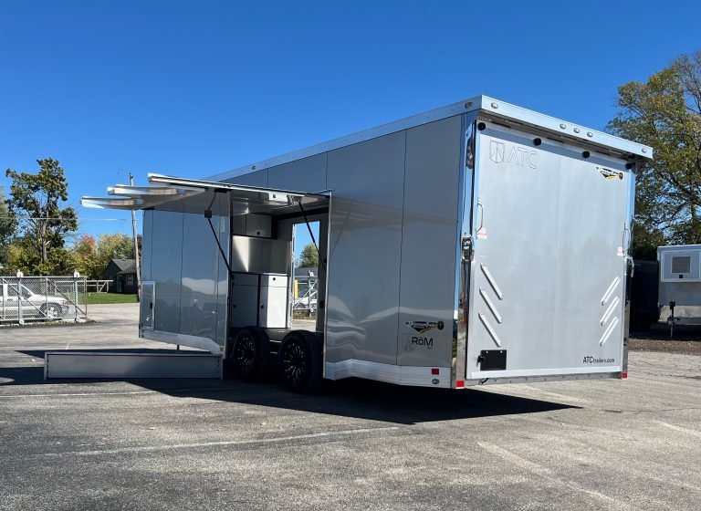 enclosed atc car trailer 2026 24ft. aluminum rom 550 w/large escape door & lifetrac 5758 enclosed atc car trailer 2026 24ft. aluminum rom 550 w/large escape door & lifetrac 5758
