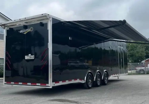 Enclosed Car Trailer 2025 34ft. Platinum w/Large Corner Bathroom, Electric Awning, & More! 0177