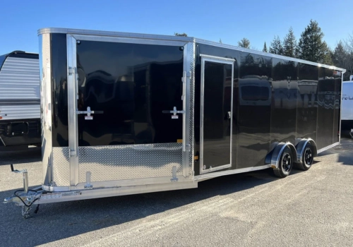 2024 Sno Pro 7.5×22 Aluminum 4-Place Drive In/Out w/Extra Height, Mats & Guides, Canopy