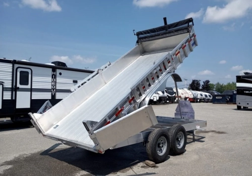 2025 Mission Trailers 7×16 14K Aluminum Hydraulic Dump w/Ramps, HD D-Rings, Barn Doors, Tarp Kit